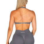 Dynamic Halter Twist Crop - Charcoal - Kikiva Collection
