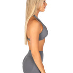 Dynamic Halter Twist Crop - Charcoal - Kikiva Collection