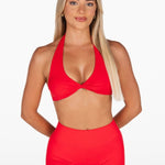 Dynamic Halter Twist Crop - Cherry Red - Kikiva Collection
