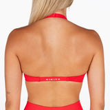 Dynamic Halter Twist Crop - Cherry Red - Kikiva Collection