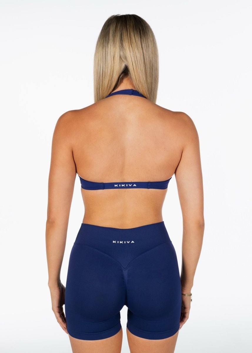 Dynamic Halter Twist Crop - Dark Blue - Kikiva Collection