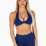 Dynamic Halter Twist Crop - Dark Blue - Kikiva Collection