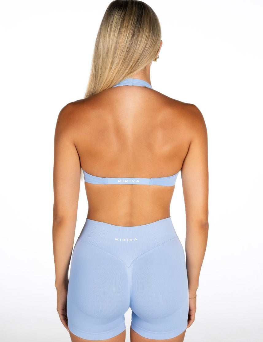 Dynamic Halter Twist Crop - Ice Blue - Kikiva Collection