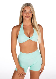 Dynamic Halter Twist Crop - Icey Sea - Kikiva Collection