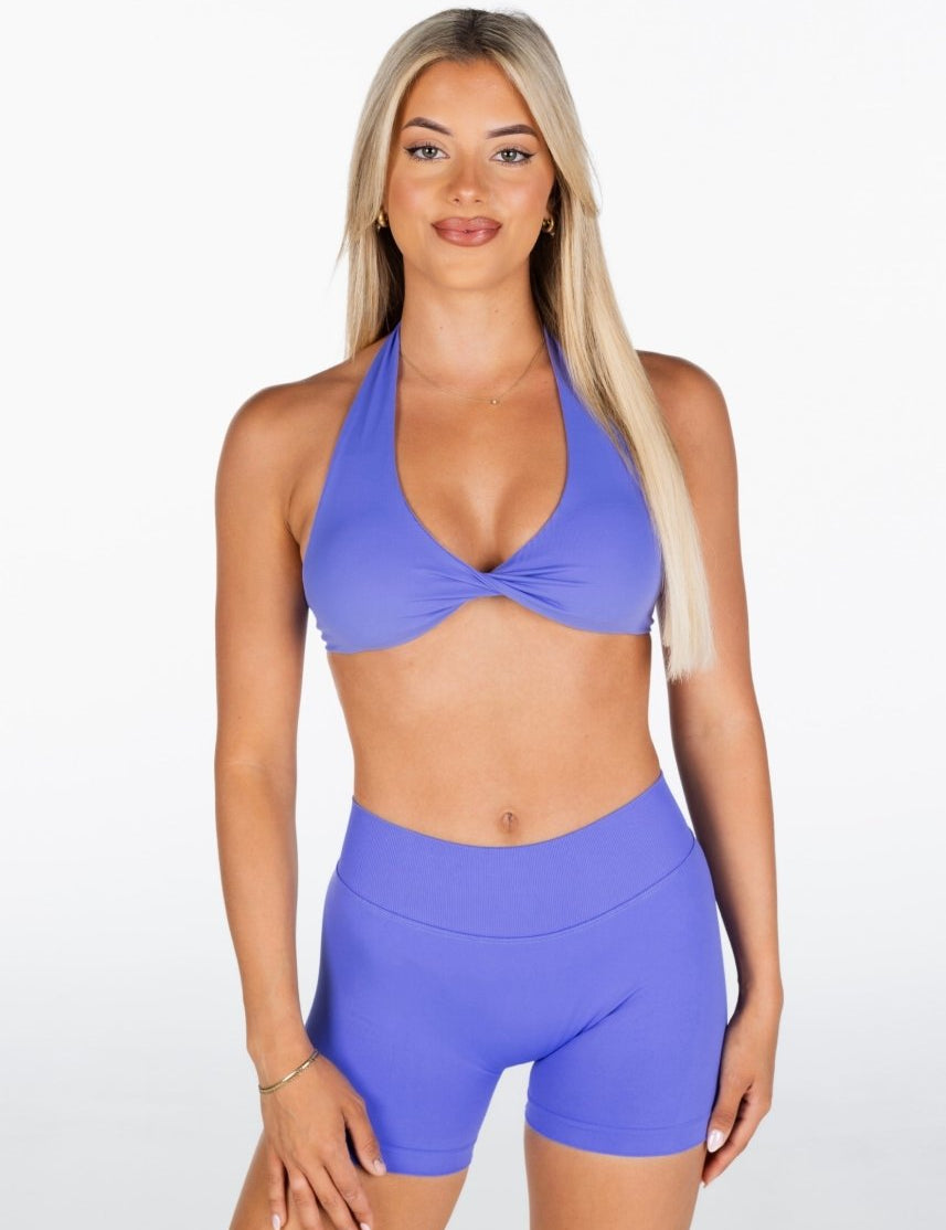Dynamic Halter Twist Crop - Indigo - Kikiva Collection