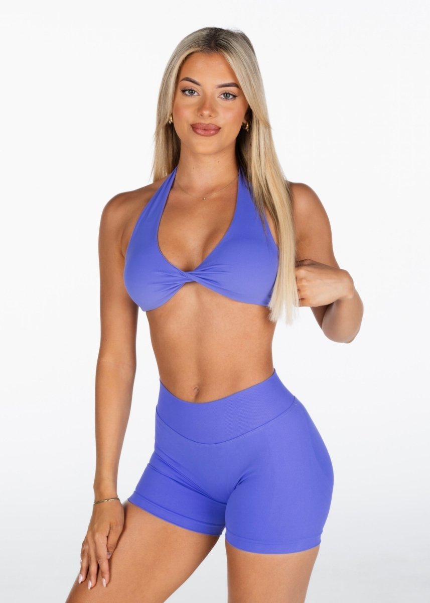 Dynamic Halter Twist Crop - Indigo - Kikiva Collection