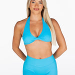 Dynamic Halter Twist Crop - Marine Blue - Kikiva Collection