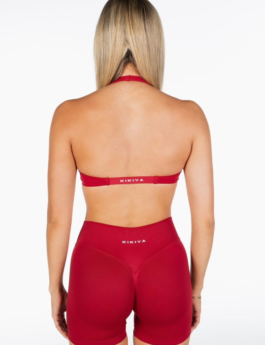 Dynamic Halter Twist Crop - Royal Red - Kikiva Collection