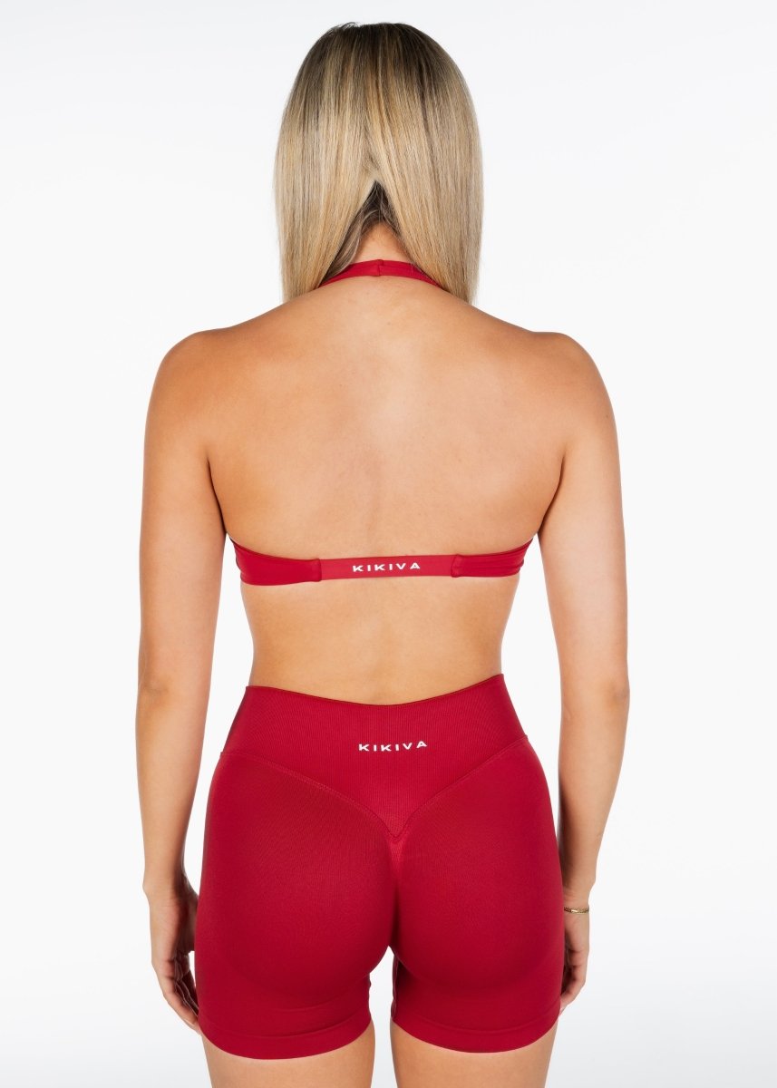 Dynamic Halter Twist Crop - Royal Red - Kikiva Collection