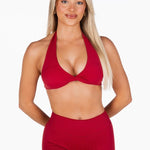 Dynamic Halter Twist Crop - Royal Red - Kikiva Collection