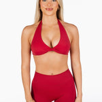Dynamic Halter Twist Crop - Royal Red - Kikiva Collection