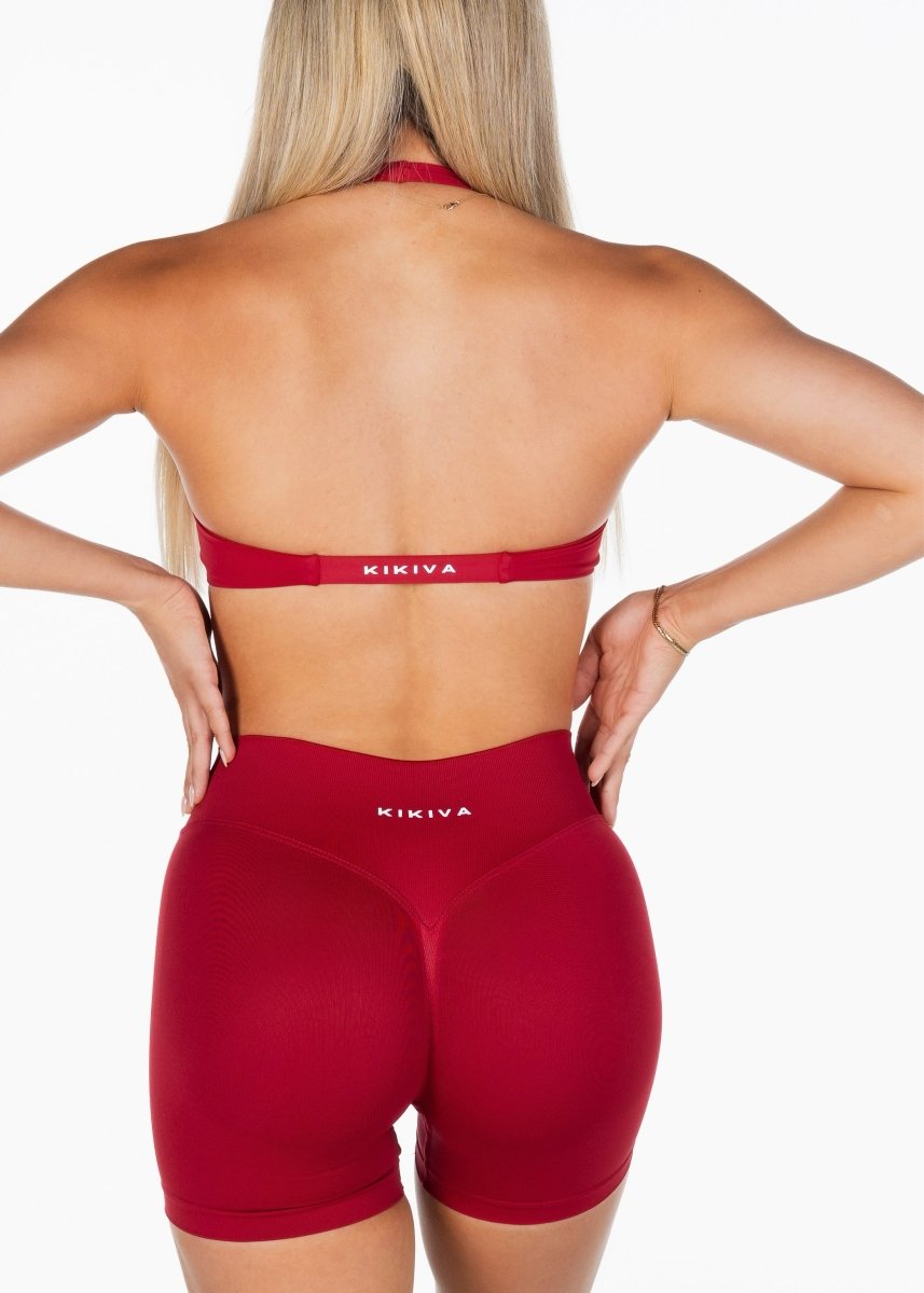Dynamic Halter Twist Crop - Royal Red - Kikiva Collection