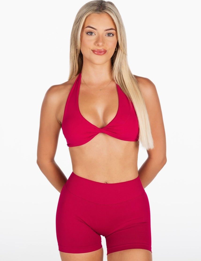 Dynamic Halter Twist Crop - Scarlett - Ruby Red - Kikiva Collection