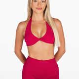 Dynamic Halter Twist Crop - Scarlett - Ruby Red - Kikiva Collection