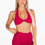 Dynamic Halter Twist Crop - Scarlett - Ruby Red - Kikiva Collection