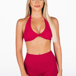 Dynamic Halter Twist Crop - Scarlett - Ruby Red - Kikiva Collection