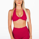 Dynamic Halter Twist Crop - Scarlett - Ruby Red - Kikiva Collection