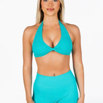 Dynamic Halter Twist Crop - Turquoise - Kikiva Collection