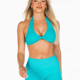 Dynamic Halter Twist Crop - Turquoise - Kikiva Collection