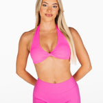 Dynamic Halter Twist Crop - Ultra Pink - Kikiva Collection
