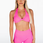 Dynamic Halter Twist Crop - Ultra Pink - Kikiva Collection