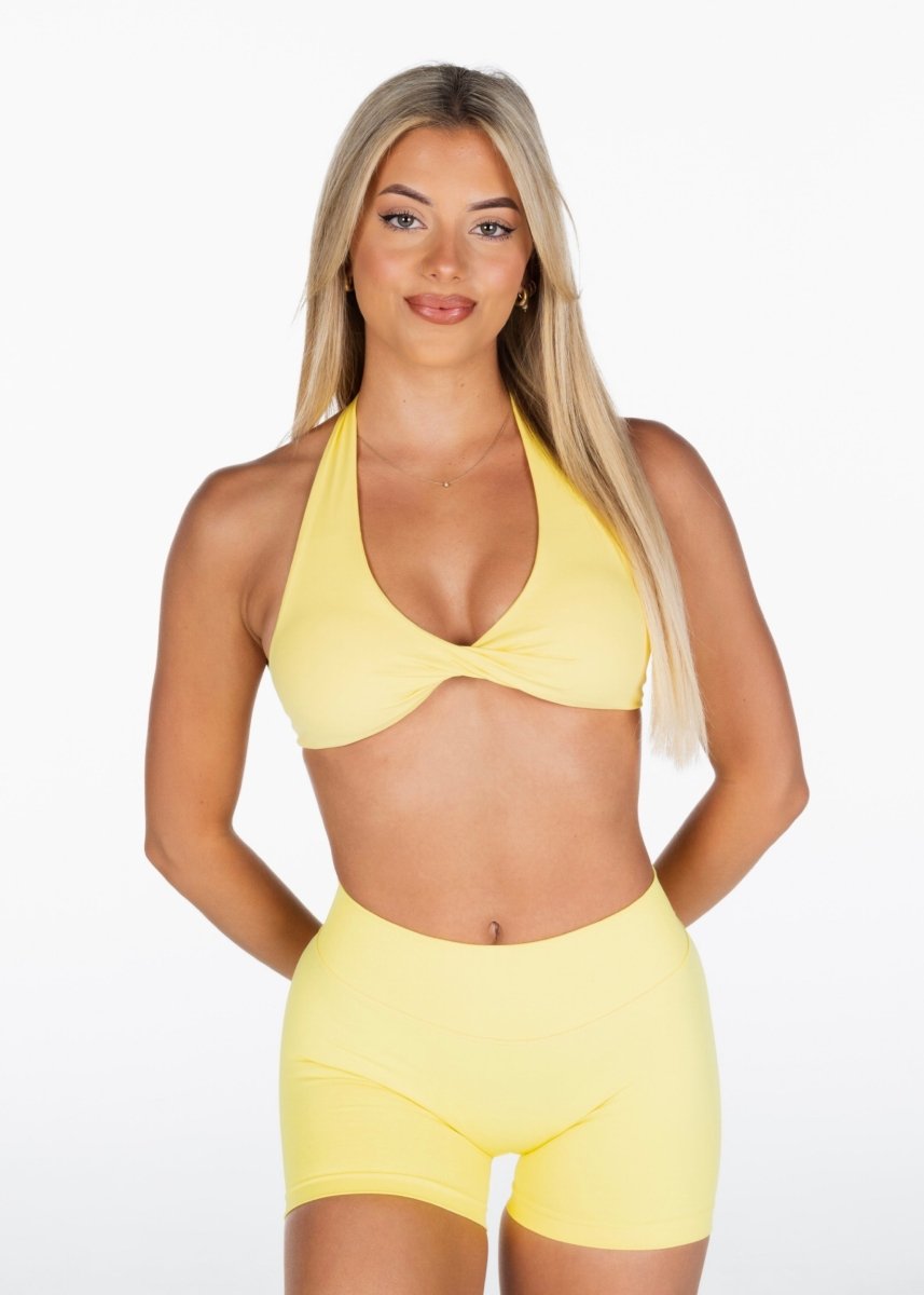 Dynamic Halter Twist Crop - Yellow - Kikiva Collection