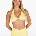 Dynamic Halter Twist Crop - Yellow - Kikiva Collection