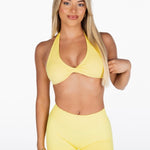 Dynamic Halter Twist Crop - Yellow - Kikiva Collection