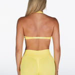 Dynamic Halter Twist Crop - Yellow - Kikiva Collection