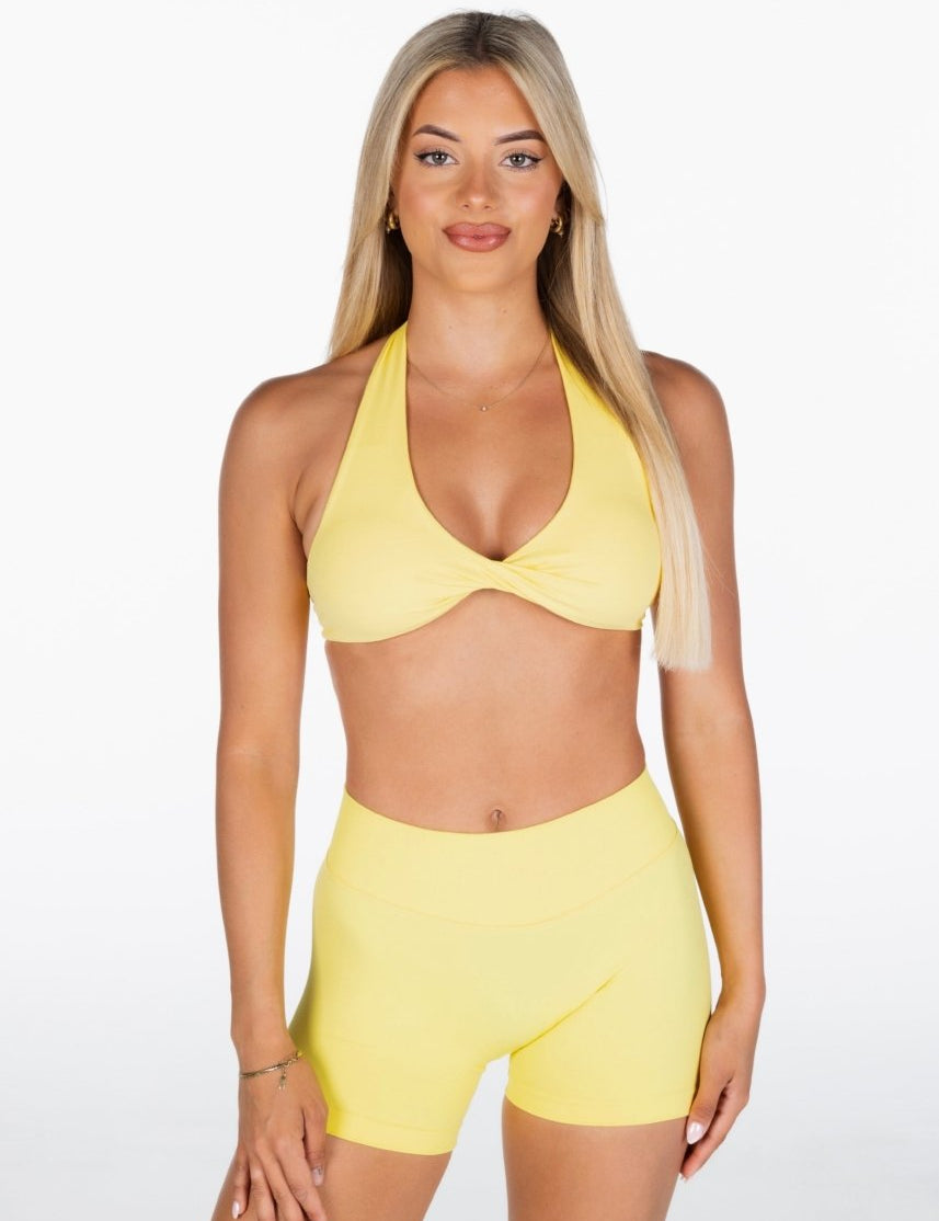 Dynamic Halter Twist Crop - Yellow - Kikiva Collection