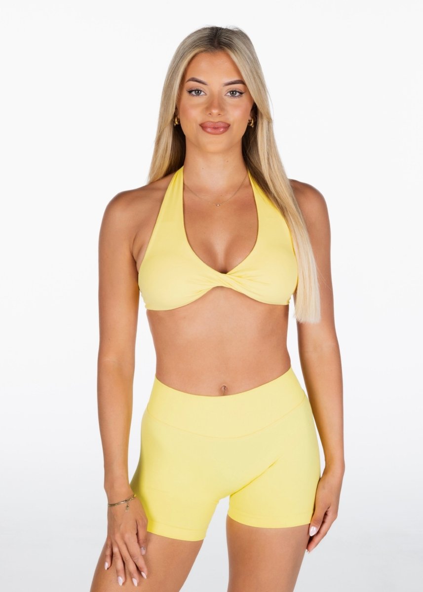 Dynamic Halter Twist Crop - Yellow - Kikiva Collection