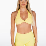Dynamic Halter Twist Crop - Yellow - Kikiva Collection
