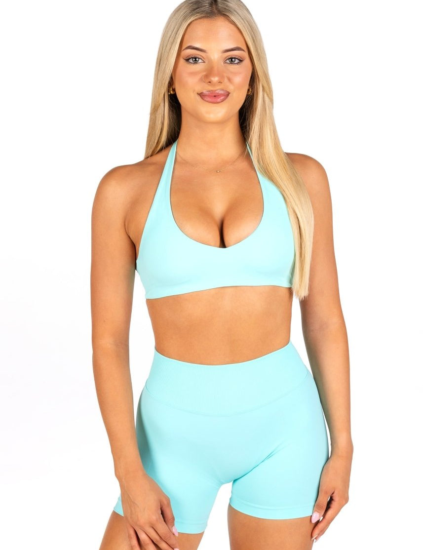 Dynamic Staple Halter Crop - Aquamarine - Kikiva Collection