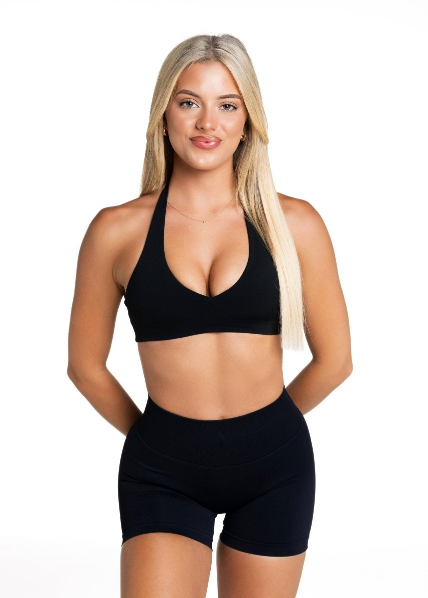 Dynamic Staple Halter Crop - Black - Kikiva Collection
