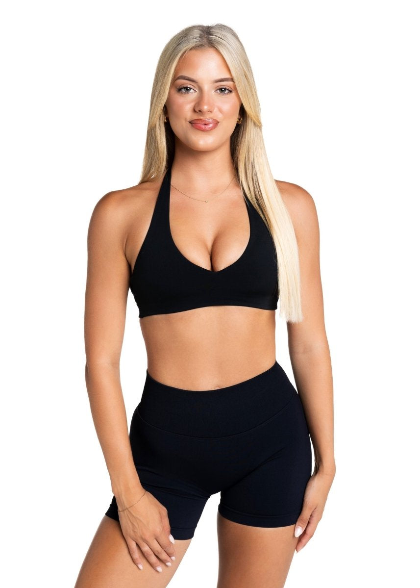 Dynamic Staple Halter Crop - Black - Kikiva Collection