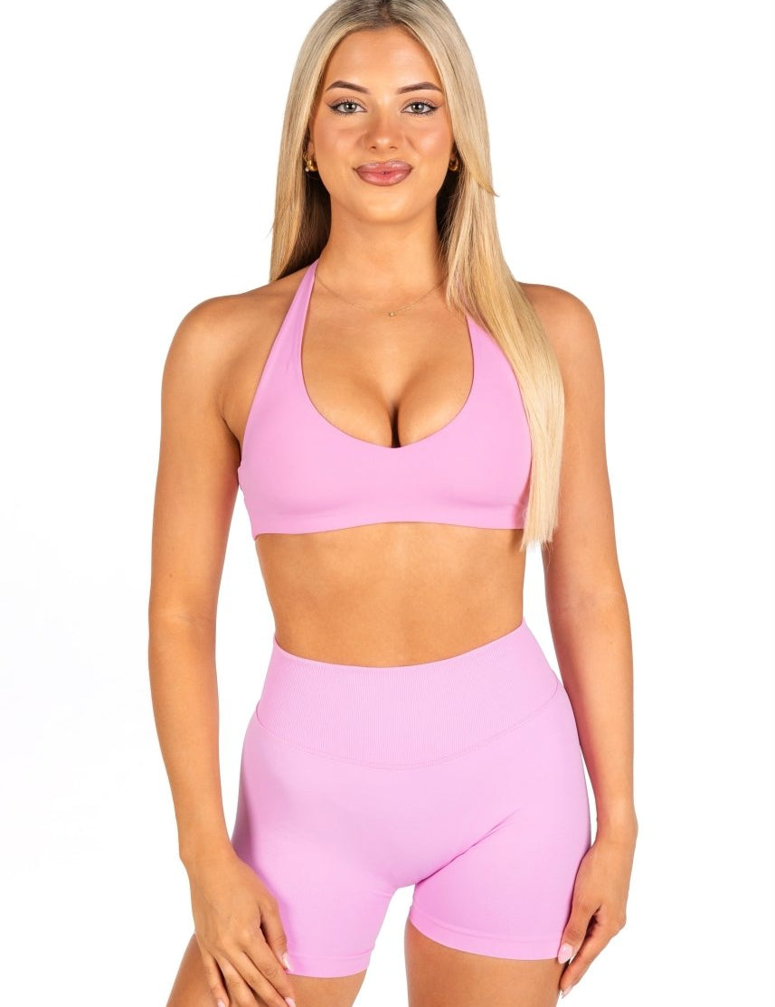 Dynamic Staple Halter Crop - Candy Pink - Kikiva Collection