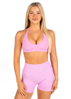 Dynamic Staple Halter Crop - Candy Pink - Kikiva Collection