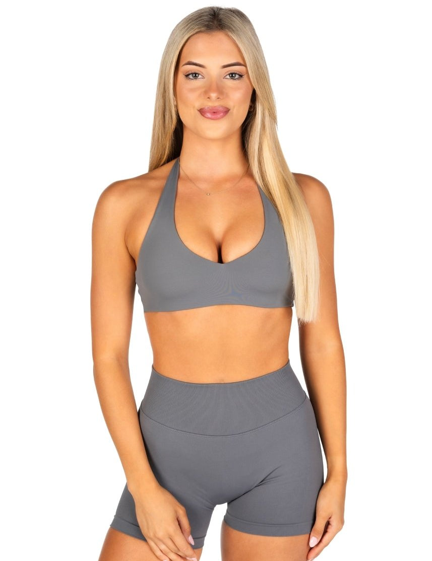 Dynamic Staple Halter Crop - Charcoal - Kikiva Collection
