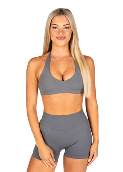 Dynamic Staple Halter Crop - Charcoal - Kikiva Collection
