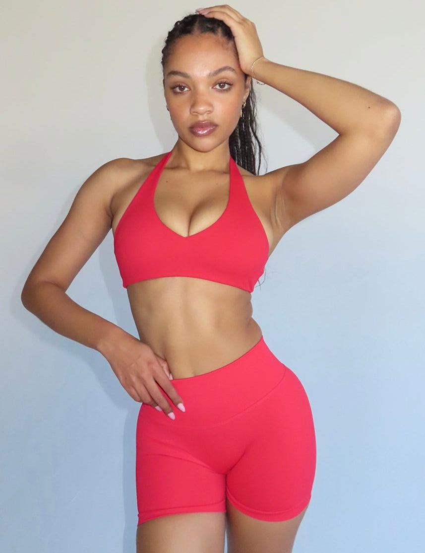 Dynamic Staple Halter Crop - Cherry Red - Kikiva Collection