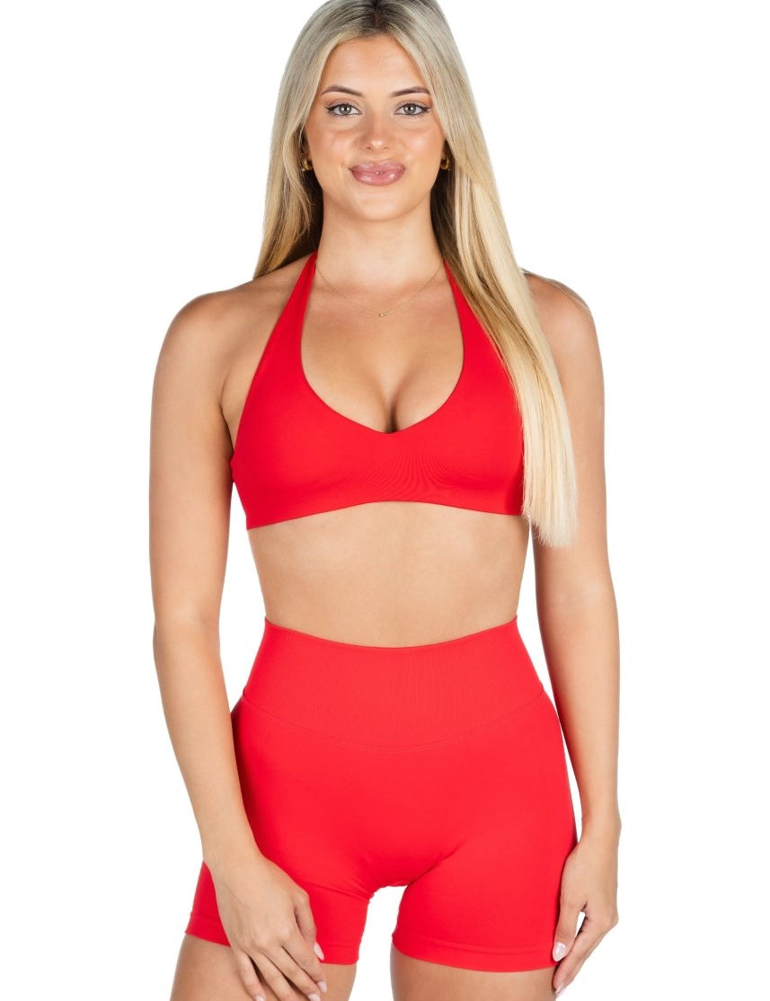 Dynamic Staple Halter Crop - Cherry Red - Kikiva Collection