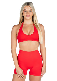 Dynamic Staple Halter Crop - Cherry Red - Kikiva Collection