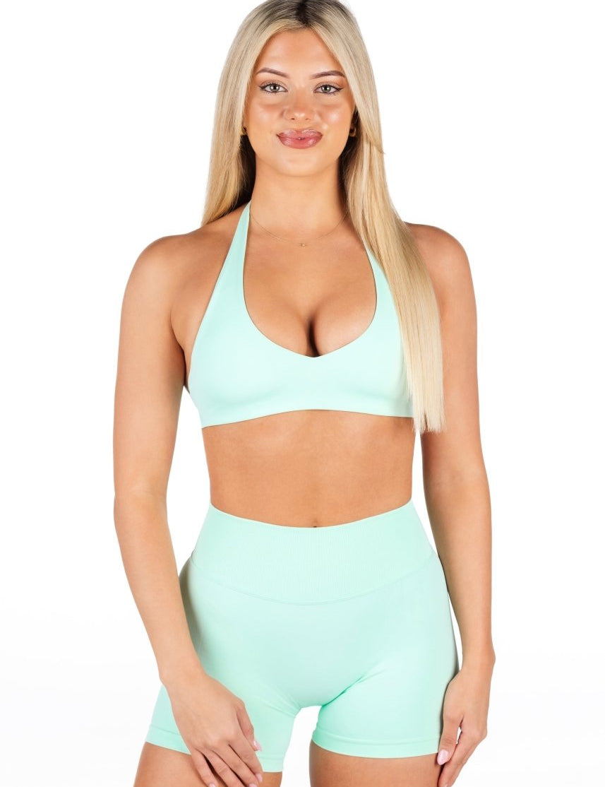 Dynamic Staple Halter Crop - Icey Sea - Kikiva Collection