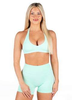 Dynamic Staple Halter Crop - Icey Sea - Kikiva Collection