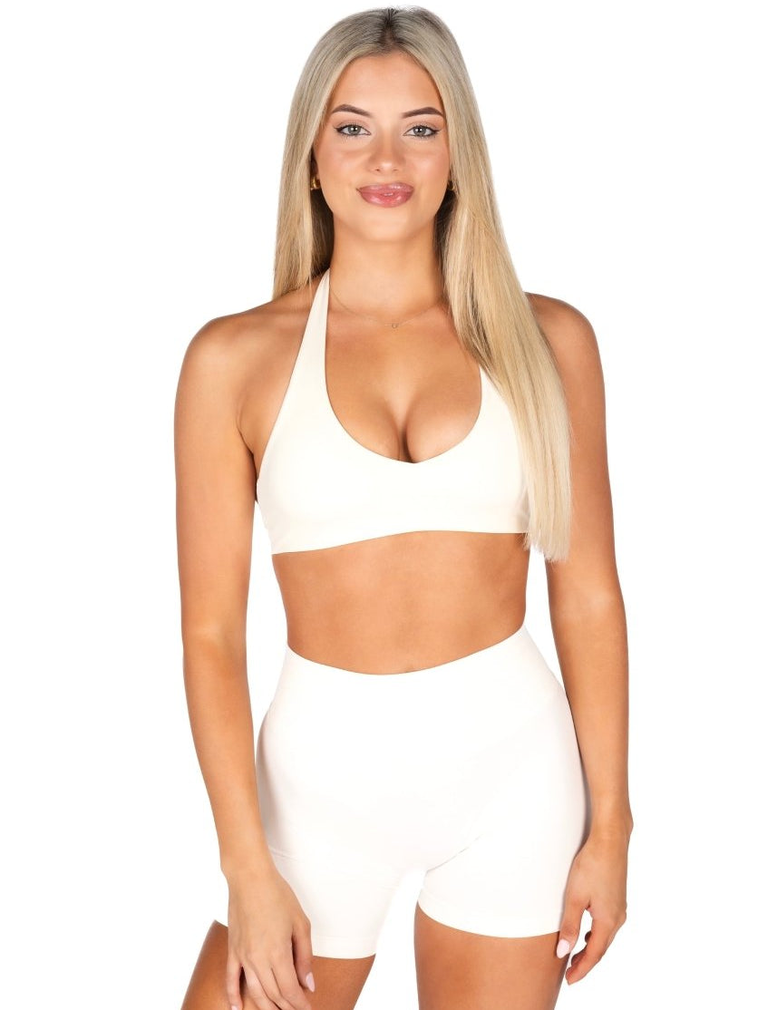 Dynamic Staple Halter Crop - Ivory - Kikiva Collection