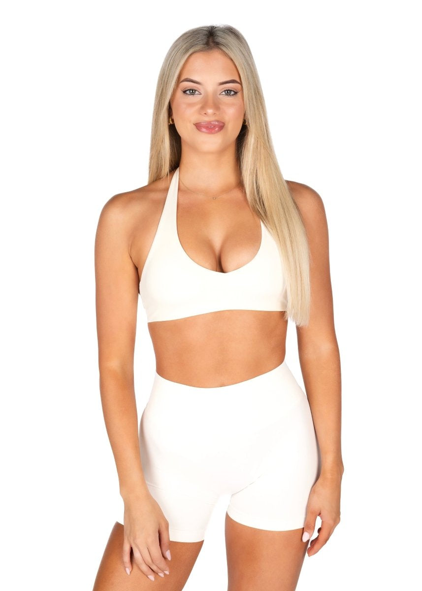 Dynamic Staple Halter Crop - Ivory - Kikiva Collection