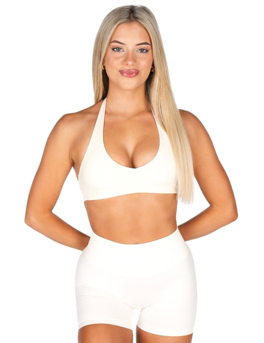 Dynamic Staple Halter Crop - Ivory - Kikiva Collection
