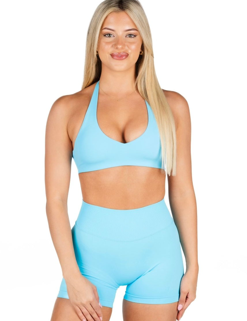 Dynamic Staple Halter Crop - Marine Blue - Kikiva Collection