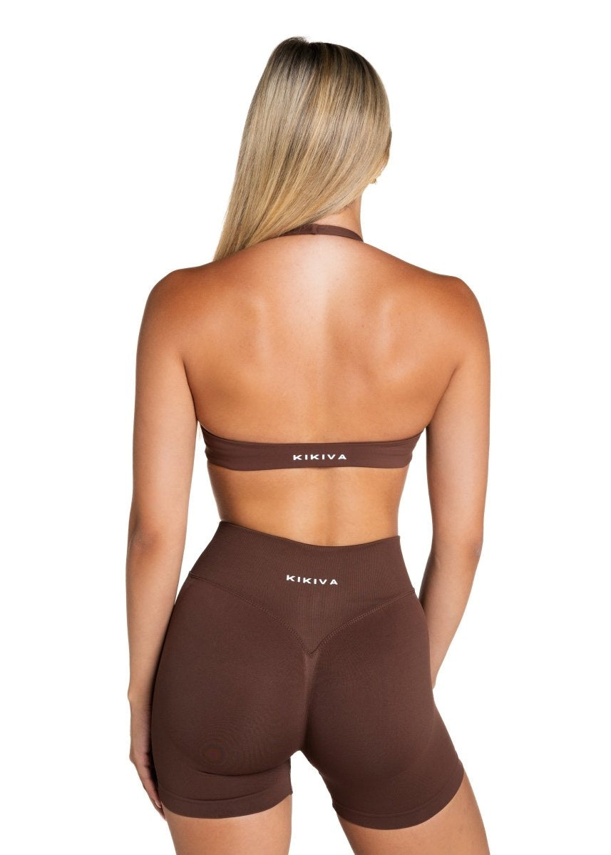 Dynamic Staple Halter Crop - Mocha Brown - Kikiva Collection
