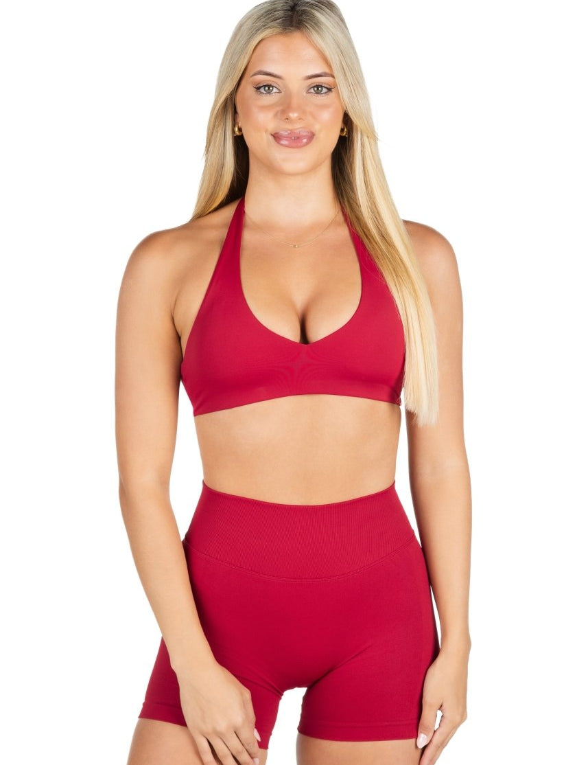 Dynamic Staple Halter Crop - Royal Red - Kikiva Collection